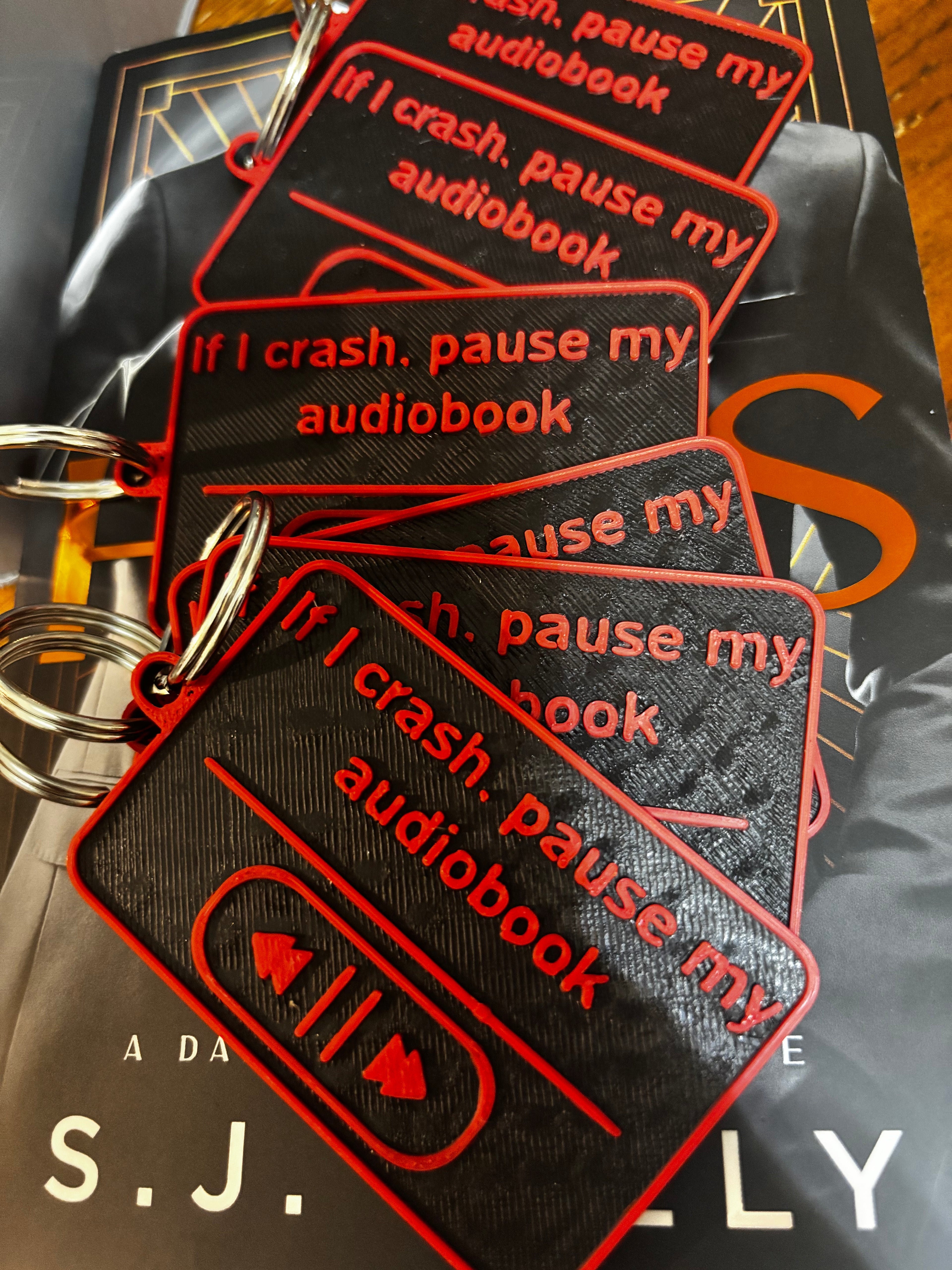 Pause my audiobook keychain