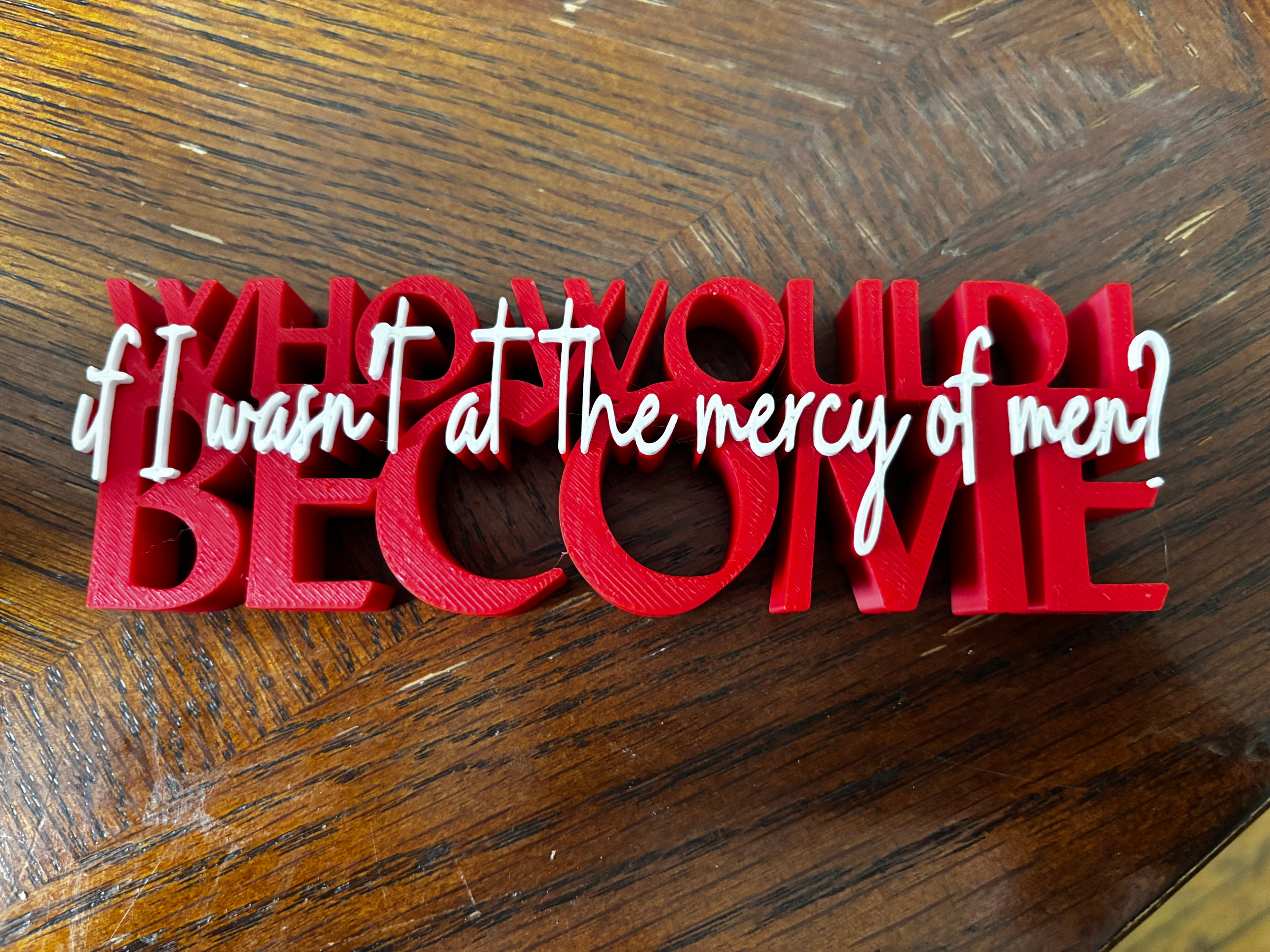 “Who would I become” bookshelf decorative piece