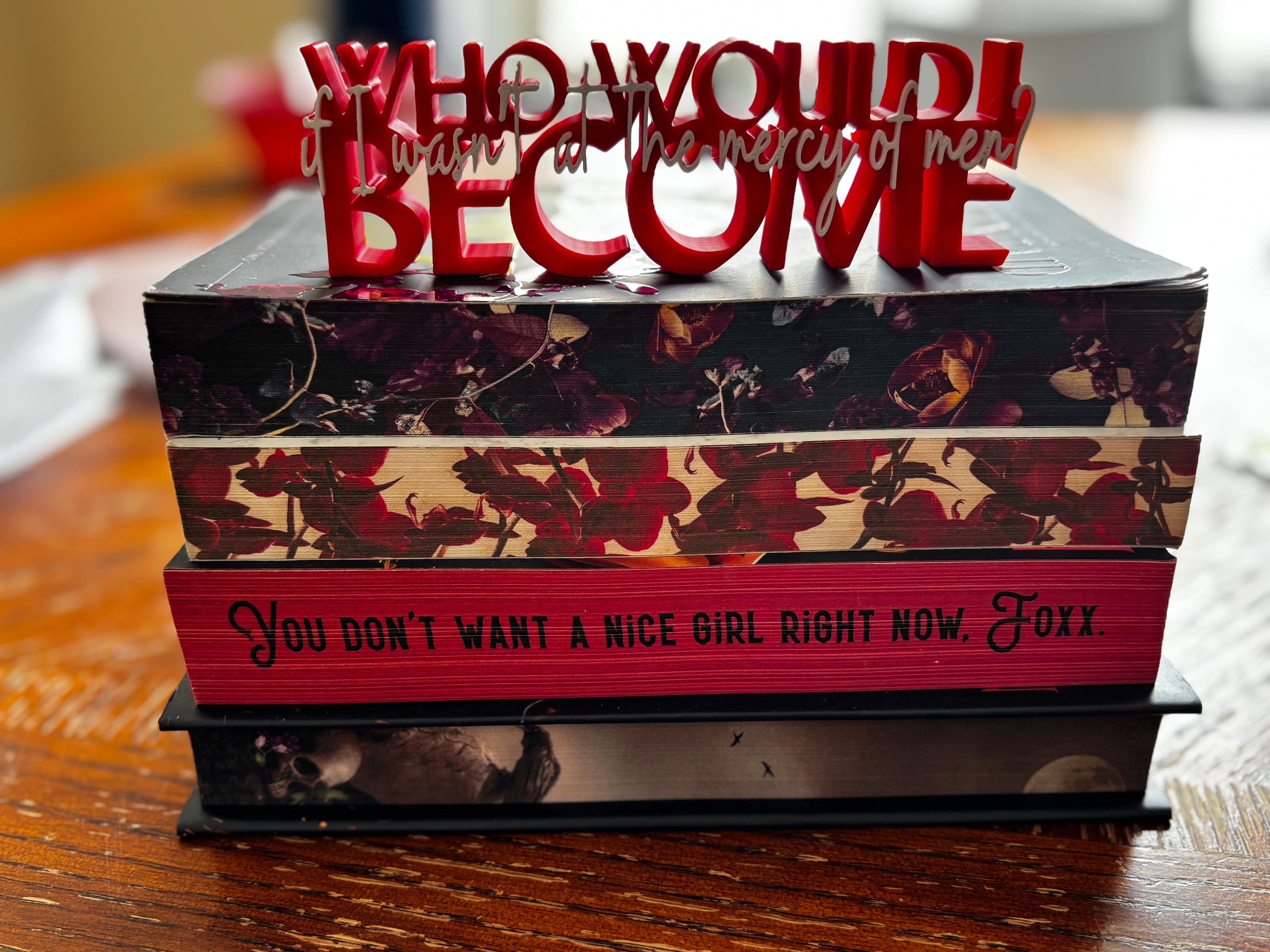 “Who would I become” bookshelf decorative piece